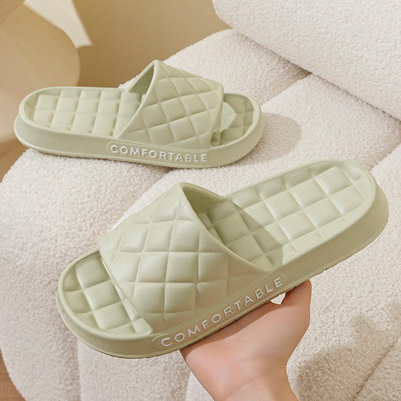 Men's Home Slippers With Plaid Design Soft-soled Silent Indoor Floor Bathing Slippers Women House Shoes Summer - Homey Footwear